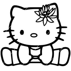 Cute Yoga Hello Kitty Lotus Flower Permanent Vinyl‎ Decal 4”